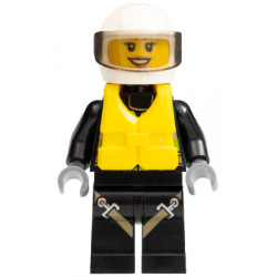 Fire - Reflective Stripes with Utility Belt and Flashlight, Life Jacket Center Buckle, White Helmet, Trans-Brown Visor, Peach Lips Open Mouth Smile – ГРАДСКИ