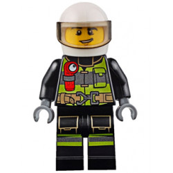 Fire - Reflective Stripes with Utility Belt and Flashlight, White Helmet, Trans-Brown Visor, Lopsided Grin – ГРАДСКИ