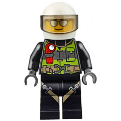 Fire - Reflective Stripes with Utility Belt and Flashlight, White Helmet, Trans-Brown Visor, Silver Sunglasses – ГРАДСКИ