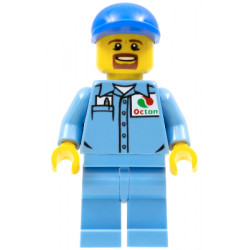 Medium Blue Uniform Shirt with Pocket and Octan Logo, Medium Blue Legs, Blue Short Bill Cap, Goatee – ГРАДСКИ