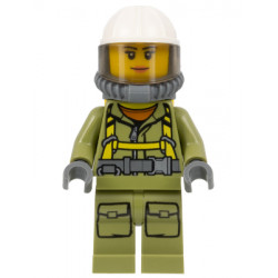 Volcano Explorer - Female Worker, Suit with Harness, Construction Helmet, Breathing Neck Gear with Air Tanks, Trans-Brown Visor – ГРАДСКИ