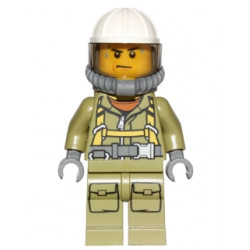 Volcano Explorer - Male Worker, Suit with Harness, Construction Helmet, Breathing Neck Gear with Yellow Air Tanks, Trans-Brown Visor, Sweat Drops – ГРАДСКИ