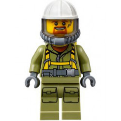 Volcano Explorer - Male Worker, Suit with Harness, Construction Helmet, Breathing Neck Gear with Yellow Air Tanks, Trans-Brown Visor, Goatee – ГРАДСКИ