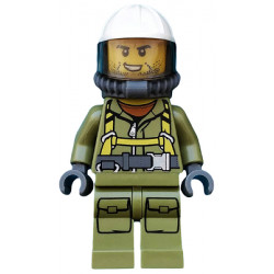 Volcano Explorer - Male Worker, Suit with Harness, Construction Helmet, Breathing Neck Gear with Yellow Air Tanks, Trans-Brown Visor, Stubble – ГРАДСКИ