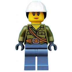 Volcano Explorer - Female, Shirt with Belt and Shoulder Ropes, White Construction Helmet with Dark Brown Ponytail Hair – ГРАДСКИ