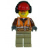 Construction Worker - Male, Orange Safety Vest, Reflective Stripes, Reddish Brown Shirt, Dark Tan Legs, Red Construction Helmet with Black Ear Protectors / Headphones, Safety Glasses – ГРАДСКИ