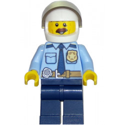 Police - City Shirt with Dark Blue Tie and Gold Badge, Dark Tan Belt with Radio, Dark Blue Legs, White Helmet – ГРАДСКИ