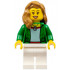 Airplane Passenger - Female, Green Jacket Open with Necklace, White Legs, Medium Nougat Hair over Shoulder, Open Mouth Smile with Teeth – ГРАДСКИ