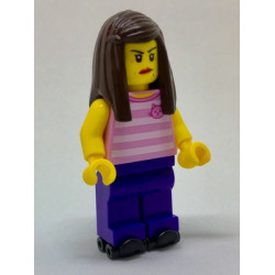 Rollerskater - Female, Bright Pink Striped Shirt with Cat Head, Dark Purple Legs, Dark Brown Long Hair, Red Lips, Black Skates – ГРАДСКИ