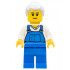 Farm Hand, Female, Overalls Blue over V-Neck Shirt, Light Bluish Gray Hair with Top Knot Bun – ГРАДСКИ
