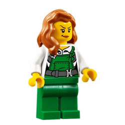 Police - City Bandit Female with Green Overalls, Dark Orange Female Hair over Shoulder, Peach Lips Smirk – ГРАДСКИ
