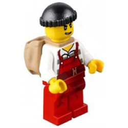 Police - City Bandit Male with Red Overalls, Black Knit Cap, Backpack, Lopsided Open Mouth Smile – ГРАДСКИ
