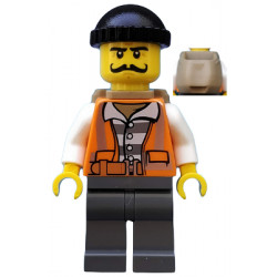 Police - City Bandit Male with Orange Vest, Black Knit Cap, Moustache Curly Long – ГРАДСКИ