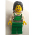 Police - City Bandit Female with Green Overalls, Black Mid-Length Tousled Hair, Backpack, Peach Lips Open Mouth Smile – ГРАДСКИ