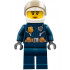 Police - City Helicopter Pilot Female, Leather Jacket with Gold Badge and Utility Belt, Dark Blue Legs, White Helmet, Peach Lips Slight Smile – ГРАДСКИ