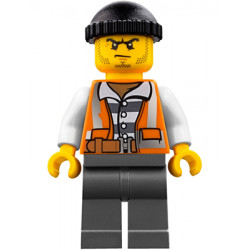 Police - City Bandit Crook Orange Vest, Dark Bluish Gray Legs, Black Knit Cap, Beard Stubble and Scowl – ГРАДСКИ