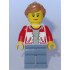 City Bus Passenger - Female Jacket Open with Number '8' on Back, Sand Blue Legs, Medium Nougat Hair Ponytail, Peach Lips – ГРАДСКИ