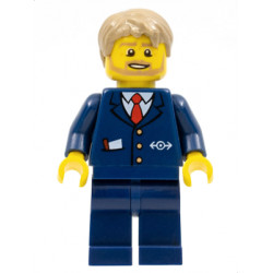 City Bus Driver - Dark Blue Suit with Train Logo, Dark Tan Short Tousled Hair, Beard – ГРАДСКИ