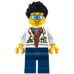 City Jungle Scientist - White Lab Coat with Test Tubes, Dark Blue Legs, Black Ruffled Hair – ГРАДСКИ