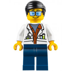 City Jungle Scientist - White Lab Coat with Test Tubes, Dark Blue Legs, Black Smooth Hair – ГРАДСКИ