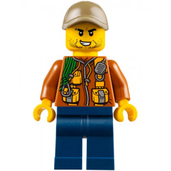 City Jungle Explorer - Dark Orange Jacket with Pouches, Dark Blue Legs, Dark Tan Cap with Hole, Stubble – ГРАДСКИ