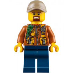 City Jungle Explorer - Dark Orange Jacket with Pouches, Dark Blue Legs, Dark Tan Cap with Hole, Brown Moustache and Goatee – ГРАДСКИ