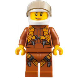 City Jungle Helicopter Pilot Female - Dark Orange Jumpsuit, Dark Orange Legs with Straps, White Helmet, Trans-Brown Visor, Peach Lips – ГРАДСКИ