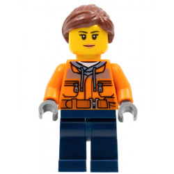 Cargo Center Worker - Female, Orange Safety Jacket, Reflective Stripe, Sand Blue Hoodie, Dark Blue Legs, Reddish Brown Hair, Peach Lips – ГРАДСКИ
