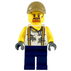 City Jungle Engineer - White Shirt with Suspenders and Dirt Stains, Dark Blue Legs, Dark Tan Cap with Hole, Goatee – ГРАДСКИ