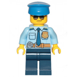Police - City Officer Shirt with Dark Blue Tie and Gold Badge, Dark Tan Belt with Radio, Dark Blue Legs, Police Hat, Sunglasses – ГРАДСКИ