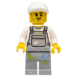 Painter - Male, Light Bluish Gray Overalls with Paint Splotches, White Cap, Stubble – ГРАДСКИ