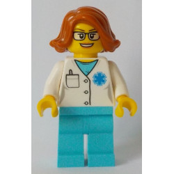 Doctor - EMT Star of Life, Medium Azure Legs, Dark Orange Female Hair Short Swept Sideways, Glasses – ГРАДСКИ