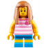 Child - Girl, Bright Pink Striped Shirt with Cat Head, Dark Azure Short Legs with Molded Yellow Stripes, Medium Nougat Long Hair, Freckles – ГРАДСКИ