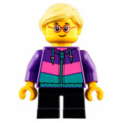 Child - Girl, Dark Purple Jacket, Black Short Legs, Bright Light Yellow Ponytail, Glasses, Freckles – ГРАДСКИ
