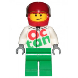 Race Car Driver, White Octan Racing Suit with Silver Zipper, Red Helmet with Trans-Brown Visor, Lopsided Smile – ГРАДСКИ