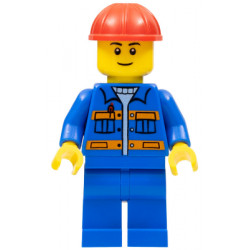 Blue Jacket with Pockets and Orange Stripes, Blue Legs, Red Construction Helmet, Thin Grin – ГРАДСКИ