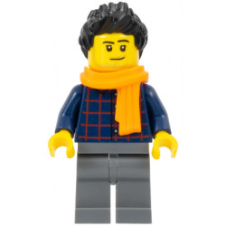 Street Performer / Busker - Male, Dark Blue Plaid Button Shirt, Dark Bluish Gray Legs, Black Spiked Hair, Orange Scarf, Stubble – ГРАДСКИ
