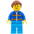 Garbage Worker - Female, Blue Jacket with Diagonal Lower Pockets and Orange Stripes, Dark Azure Legs, Reddish Brown Ponytail – ГРАДСКИ