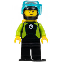 Diver - Male, Black Flippers and Wetsuit with White Logo, Yellow Scuba Tank – ГРАДСКИ