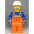 Construction Worker - Male, Orange Overalls with Reflective Stripe and Buckles over Blue Shirt, Orange Legs, White Construction Helmet, Beard – ГРАДСКИ