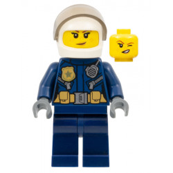 Police - City Helicopter Pilot Female, Gold Badge and Utility Belt, Dark Blue Legs, White Helmet, Peach Lips Crooked Smile with Freckles – ГРАДСКИ