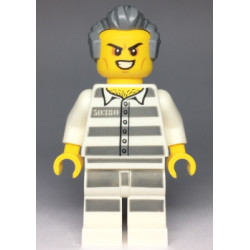 Sky Police - Jail Prisoner 50380 Prison Stripes, Scowl with Teeth, Dark Bluish Gray Hair with Sideburns – ГРАДСКИ