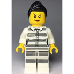 Sky Police - Jail Prisoner 50382 Prison Stripes, Female, Scowl with Peach Lips, Black Ponytail – ГРАДСКИ