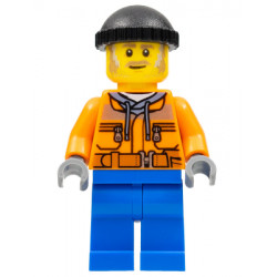 Snow Groomer Operator - Male, Orange Safety Jacket, Reflective Stripe, Sand Blue Hoodie, Blue Legs, Black Knit Cap, Moustache and Sideburns – ГРАДСКИ