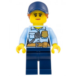 Police - City Officer Female, Bright Light Blue Shirt with Badge and Radio, Dark Blue Legs, Dark Blue Cap with Dark Orange Ponytail – ГРАДСКИ