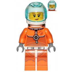 Astronaut - Female, Orange Spacesuit with Dark Bluish Gray Lines, Trans Light Blue Large Visor, Freckles with Smirk and Winking – ГРАДСКИ
