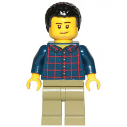 Dad - Dark Blue Plaid Button Shirt, Olive Green Legs, Black Hair Male with Coiled Texture – ГРАДСКИ