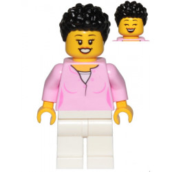 Mom - Bright Pink Female Top, White Legs, Black Hair Coiled and Short – ГРАДСКИ