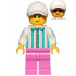 Ice Cream Vendor - Female, White Shirt with Dark Turquoise Stripes, Dark Pink Legs, White Cap with Bright Light Yellow Ponytail Hair, Sunglasses – ГРАДСКИ