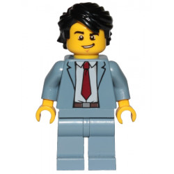 Reporter - Sand Blue Suit, Dark Red Tie, Black Hair Swept Back Tousled – ГРАДСКИ